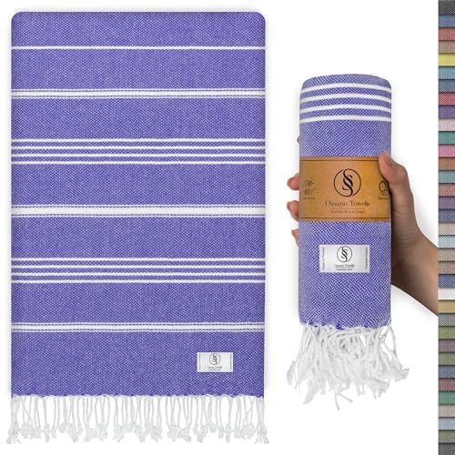 Ossano Turkish Beach Towel Compact & Soft Extra Large (39" x 71") - Quick Dry, Versatile and Functional as Yoga Mat, Picnic Blanket/Travel Blanket, Bath, Shower and Pool Towel - Purple - color: Purple