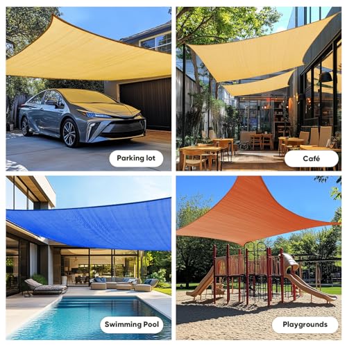 Quictent 12x16ft Rectangular Sun Shade Sail 185G HDPE Canopy 98% UV Block Outdoor Patio Garden Commercial Deck with Hardware Kit Blue - color: Blue, size: 12 x 16 ft, style: Rectangle