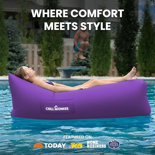 Portable Inflatable Lounger for Beach & Camping – Self-Inflating Air Couch, Beach Sofa, and Outdoor Lounge Chair for Relaxation and Comfort - color: Purple