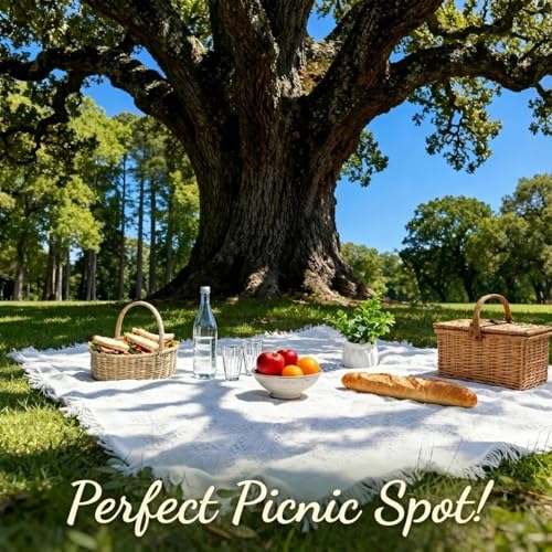 White Picnic Blanket, Extra Large Soft Cotton Gauze Picnic Rug 71"x71", Lightweight Breathable Blanket with Leather Handle, Machine Washable for Beach, Camping, Park, Couples (Green) - color: Green