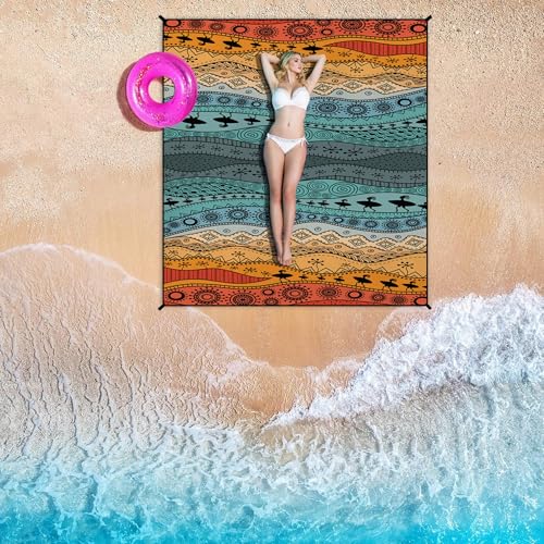 Large Beach Blanket Sandproof Waterproof 70.8" X 86.6"for Quick Drying Outdoor Picnic Mat for Beach - color: D05