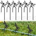 MorningRo 6 Pcs 8 Inch Garden Hose Guide Spike Metal Garden Stakes Holder Heavy Duty Metal Hose Guide for Plant Protection Lawn Yard(Dragonfly) - style: Dragonfly