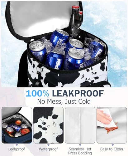 Cooler Backpack, 22L Waterproof Soft Backpack Coolers Leak Proof Beach Backpack Insulated Picnic Lunch Bag for Fishing Camping,Beach,Hiking,Travel - color: Cow Print
