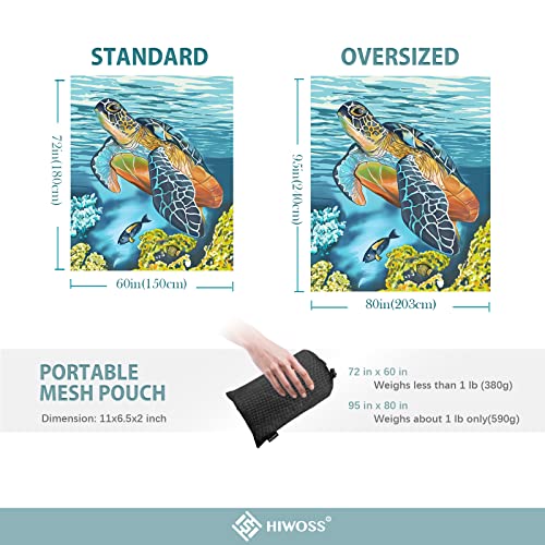 Beach Blanket Waterproof Sandproof Oversized 95”x 80”,Sand Free Beach Mat with Corner Pockets,Portable Mesh Bag for Beach Festival,Picnic,Travel and Outdoor Camping (Turtle Plus) - color: Turtle Plus
