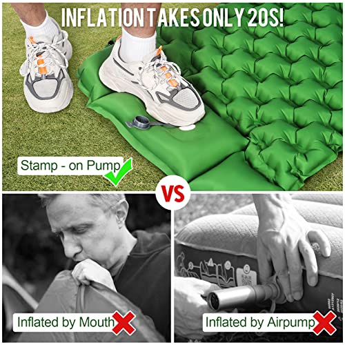 WANNTS Sleeping Pad, Ultralight Inflatable Sleeping Pad for Camping, Built-in Pump, Ultimate for Camping, Hiking - Airpad, Carry Bag, Repair Kit - Compact & Lightweight Camping Pad(Green) - color: Green