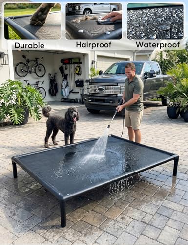 suddus Elevated Dog Bed Waterproof Outdoor, Portable Raised Dog Bed, Dog Bed Off the Floor, Chew-Proof Dog Bed Easy Clean Indoor or Outdoor Use，XX-Large, 56 * 37.5 * 9in, Grey - color: Grey, size: XXL (56"L x 37.5"W x 9"H)