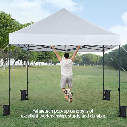 Yaheetech Canopy Tent, Commercial Instant Heavy Duty Canopy, 500D Waterproof Adjustable Canopy with Wheeled Carry Bag, 4 Sandbags and 4 Stakes (10x10, White) - color: White, size: 10x10