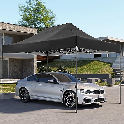 COBIZI 10x15 Pop up Canopy Tent 10x15 Canopy with 4 Sidewalls Waterproof Heavy Duty Commercial for Parties Outdoor Garden Gazebo Tent, Carry Bag(10x15ft, Black) - color: Black, size: 10X15FT 4 Sidewalls