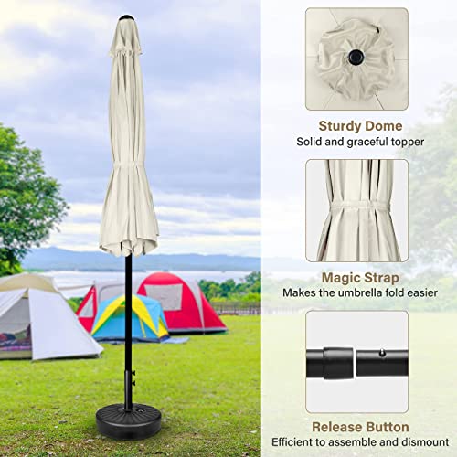 Simple Deluxe 9' Patio Umbrella Outdoor Table Market Yard Umbrella with Push Button Tilt/Crank, 8 Sturdy Ribs for Garden, Deck, Backyard, Pool, Creamy White - color: Creamy White-New, size: 9ft