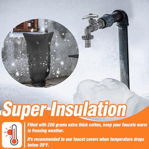 Gardzen XXL Outdoor Faucet Cover for Winter Freeze Protection, Pipe Covers for Winter, Long Faucet Socks 15" W x 28" H - size: 1-Pack 15" W x 28" H