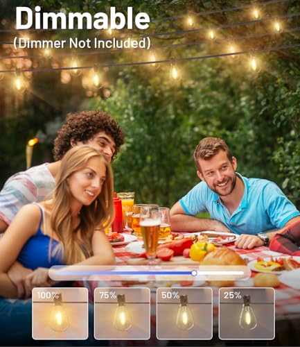 Tenmiro 120FT Outdoor String Lights, Ultra Long Waterproof 30+2 Edison Shatterproof Bulbs Led Outside Patio Lights for Porch Deck Garden Backyard Balcony Wedding Party Decor - size: 120FT