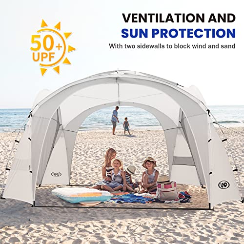 UNP Easy Beach Tent Pop Up Canopy UPF50+ Tent with Side Wall, Ground Pegs, and Stability Poles, Sun Shelter Rainproof, Waterproof for Camping Trips, Backyard Fun, Party Or Picnics - color: White, size: 8 x 8 ft