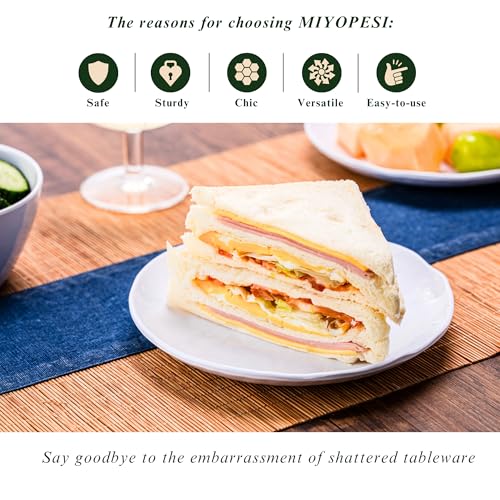 6.7-Inch Melamine Dessert Plates (Set of 6) - Unbreakable and Reusable Dinnerware with Ceramic Feel, Stackable and Dishwasher-Safe (White) - color: White