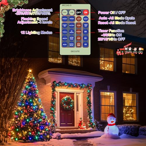 Decute 500LED 164FT Fairy String Lights Christmas Lights Green Copper Wire with Remote, Firefly Starry Light for DIY Christmas Tree Costume Wedding Party Table Centerpiece Decor Multicolor - color: Muticolor, size: 500LED