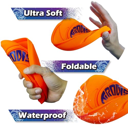 AMAZING TOYZ Tirodisc Foldable Frisbee for Kids & Adults, 20cm Soft Silicone Flying Disc - Portable Pocket-Sized Outdoor Waterproof Toy for Beach, Park, Pool Games | Easy Clean & Safe Catch - color: Orange