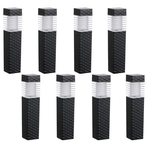 SUNNYPARK Solar Pathway Lights Outdoor, 8 Pack Rattan Pattern Solar Path Lights Waterproof, Outdoor LED Landscape Lights for Walkway, Driveway, Patio, Yard (Cool White) - color: Cool White