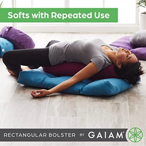 Gaiam Yoga Bolster Pillow, Soft Meditation Cushion for Yoga, Massage and Back Support, Breathable Cotton Fill, Zippered Microfiber Cover, Easy-Carry Handle, Machine Washable - color: Black