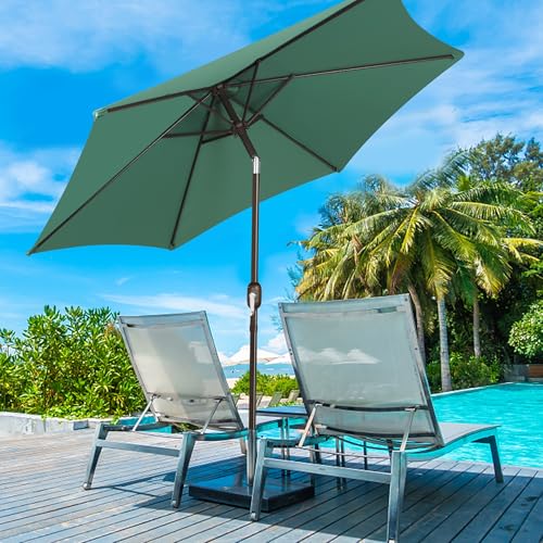 Blissun 7.5 ft Patio Umbrella, Yard Umbrella, Outdoor Market Umbrella with Push Button Tilt Crank, Seaglass - color: Seaglass