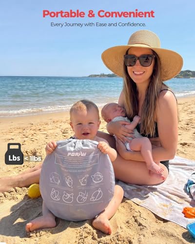 Poray Portable Baby Beach Tent with UPF 50+ Sun Shelter,Mosquito Net and Sunshade, Ideal Pop Up Kids Travel Tent with Carry Bag & 2 Stakes,Outdoor Indoor Play and Sun Protection - style: Yellow