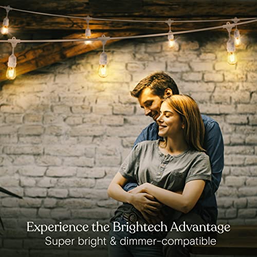 Brightech Ambience Pro Waterproof LED Outdoor String Lights, 48 Ft, Hanging, Dimmable Vintage Edison Bulbs, 15 Bulbs, 2W - style: 48 Foot - White Cable - Soft White (2700K)