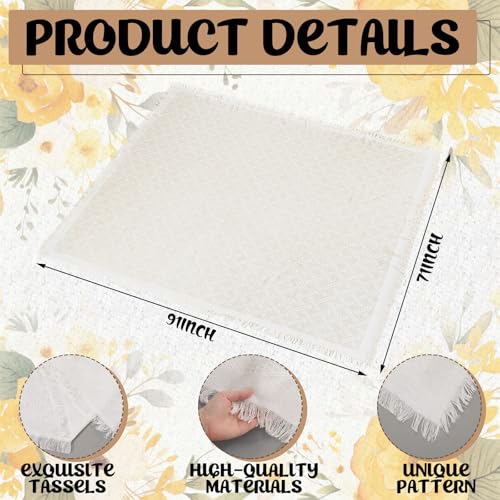 Beeveer 91 x 71 Extra Large Outdoor Boho Picnic Blanket with Beige White Table Runner, 6 Throw Pillow Covers 6 Napkins Woven Cotton Yarn Oversize Beach Blanket Washable Picnic Camp Wedding - color: Beige White