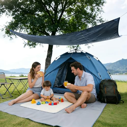 REDCAMP Waterproof Camping Tarp, Grey/Green 4 in 1 Multifunctional Tent Footprint for Camping, Hiking, Backpacking - color: Grey 2-3 Person, size: 83"x83"