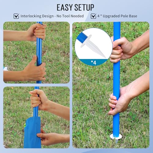 Outdoor Volleyball & Badminton Combo Net Set for Backyard, Beach with 2 Nets, Adjustable Poles, 4 Aluminum Rackets, PU Volleyball, Portable Carry Bag - color: Blue