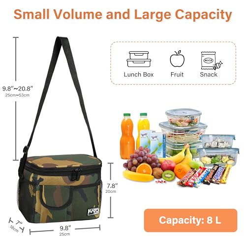Tirrinia Insulated Lunch Bag for Women Men, Leakproof Lunch Box Containers for Adult, Work, School, Soft Lunchbox for Kids,Boys, Adult Cooler Bag for Picnic Hiking Beach,Camo - color: Camo, size: Medium -8L