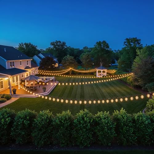 RTTY 300 FT Outdoor String Lights Patio Light for Outside, Waterproof G40 Shatterproof LED Bulbs, Dimmable Hanging Connectable Globe Lighting for Bistro, Backyard, Cafe, Porch, Balcony, Market, 2700K - size: 300FT