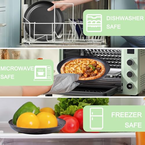supernal 16pcs Black Wheat Straw Plates,10 inch Unbreakable Dinner Plates,Reusable Plastic Plates,Dishwasher & Microwave Safe,Lightweight Dinnerware Plat Set for Kitchen,Camping - color: Black