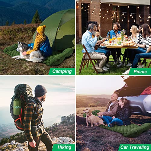 WANNTS Sleeping Pad, Ultralight Inflatable Sleeping Pad for Camping, Built-in Pump, Ultimate for Camping, Hiking - Airpad, Carry Bag, Repair Kit - Compact & Lightweight Camping Pad(Green) - color: Green