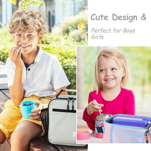 CaCTOUR Lunch Box Kids,Premium Insulated Lunch Bag for Girls Boys,Soft Bag Mini Cooler Back to School Thermal Reusable Lunch Bag for Work School Picnic (Gray) - color: B-Gray