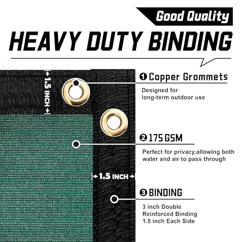 8' x 50' Green Fence Privacy Screen,with Bindings & Grommets,Heavy Duty for Gardens,Backyard,Patio,Tennis Court,Pool,Construction Project, We Make Custom Sizes