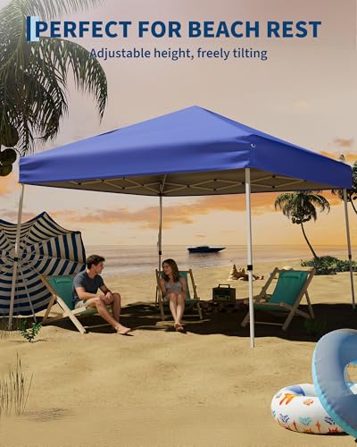 GarveeLife Canopy Tent, GarveeLife 10X10 FT Pop Up Canopy Outdoor Instant Tent Slant Legs with Carrying Bag, Portable Gazebo Shelter for Patio Deck Garden Beach - 8X8 FT Canopy Cover (Blue) - color: Blue