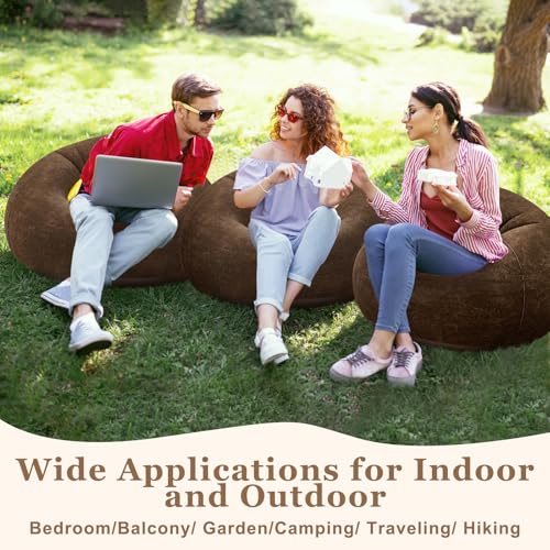 Realspring Inflatable Bean Bag Chairs Outdoor Blow up Camping Chairs Inflatable Lazy Sofa Folding Portable Bean Bag Loungers Couch for Movie Night(Dark Coffee,4 Pcs) - color: Dark Coffee