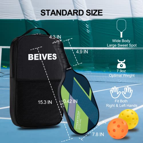 Pickleball Paddles, USAPA Fiberglass Pickleball Paddles Set of 4, Pickleball Set with 4 Pickleball Rackets, Including 4 Pickleballs & 1 Carry Bag, Pickle Ball Paddles Set for Men, Women - color: 4.Green&Pink-set of 4