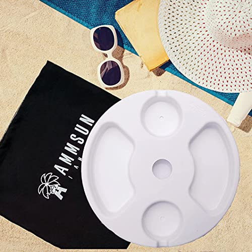 AMMSUN 13" Beach Umbrella Table Tray for Beach, Patio, Garden, Swimming Pool with Cup Holders, Snack Compartments White - color: A White