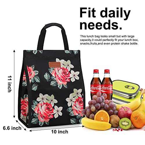 Lunch Bags for Women Insulated Reusable Lunch Tote with Internal Pocket, Lunch Tote bag for Work (Flower) - color: Flower, size: 2 pack