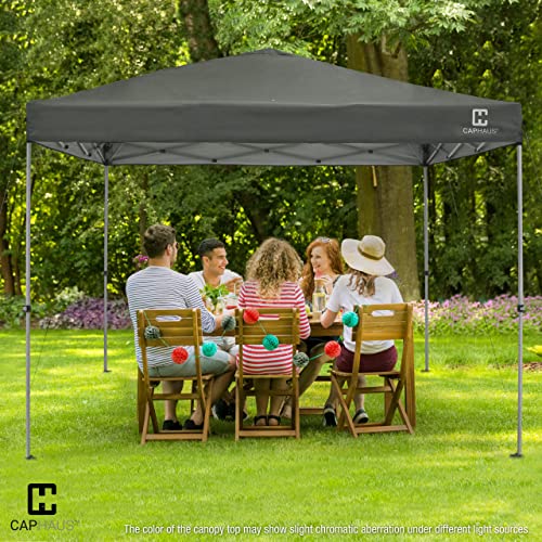 Fencer Wire 10ft x 10ft Pop Up Canopy Tent, Heavy-Duty Commercial Grade with Patented One-Push Central Locking, Portable and Instant Folding Shelter with Wheeled Carry Bag and Weight Bags, Dark Grey - color: Dark Grey, style: 10x10