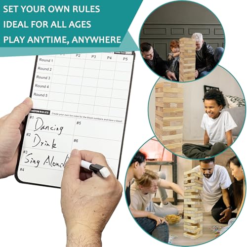 Giant Tumble Tower Game, Outdoor Games for Kids and Adults, Wood Blocks Tower Yard Game (Large-1.87FT)