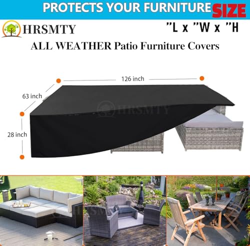 Patio Furniture Cover Outdoor, Waterproof 420D Heavy Duty Rectangle Oxford Table Chair Set Covers Tear Resistant, Sectional Sofa Set Cover with Carrying Bag Windproof Straps