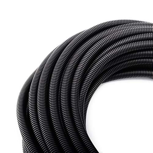 ZhiYo 50FT 3/8” Wire Loom Split Tubing Auto Wire Conduit Flexible Cover | High Temperature Heat Resistant -40F to 257F | Plastic Cover for Electrical Wires & Cables - color: Black, size: 50FT 3/8”