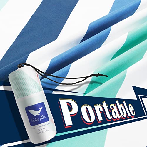 Whale Flotilla Quick Dry Beach Towel Oversized (35"x70"), Microfiber Sand-Free Beach Towels, Extra Large Compact Pool Travel Accessories, Aqua - color: Cabana Aqua, size: 70.00" x 35.00"