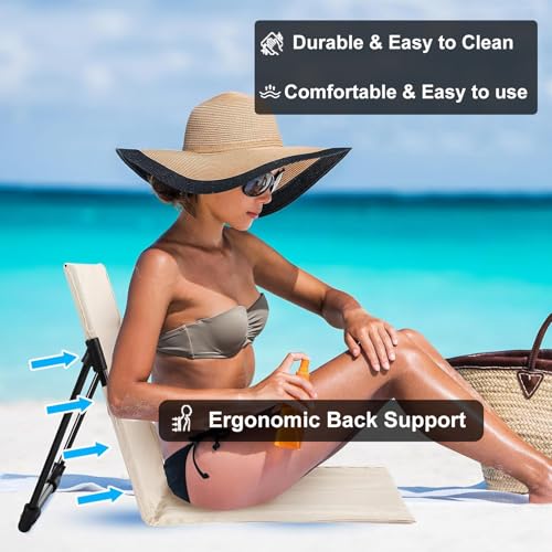 2 Pack Foldable Seat for Poolside Chairs, Portable Outdoor Poolside Chairs for Edge of Pool, Beach Chair, SwimmingPool Accessories,Pool Seats for Edge,Beach Camping Picnic Lawn Accessories-Light Beige - color: Light Beige(2 Pack)