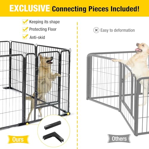 Foldable Metal Pet Dog Exercise Fence Pen with Door Gate, Outdoor Enclosure Kennel for RV Camping Play Yard (31 Inch Height)