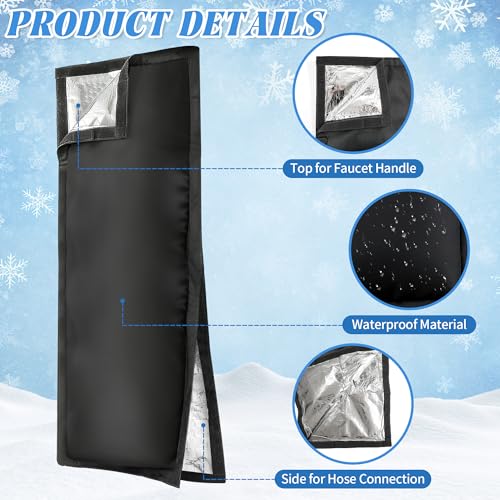 Outdoor Faucet Covers for Winter, 47.2"H×13.4"W - Waterproof Oxford Fabric Water Faucet Cover, Freeze Protection Outdoor Faucets Hose Bibs for Wall Taps Garden, Lawn, and Sprinkler Systems - size: 47.2×13.4inch