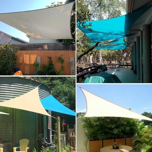 TANG 5'x5' Waterproof Sun Shade Sail Rectangle Outdoor Canopy UV Block Shade Cloth with Curved Edge for Patio Backyard Pool Pergola Cover, Beige - color: Beige, size: 5'x5'