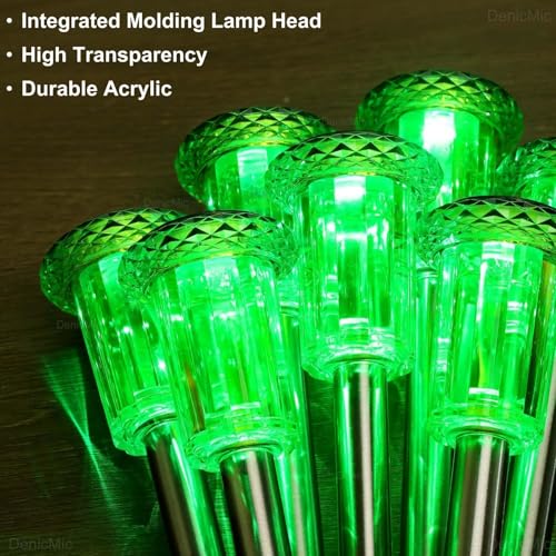DenicMic Solar Lights Outdoor 10 Pack Waterproof Green LED Stainless Steel Stake Outside Lights for Yard Pathway Garden Driveway Walkway Landscape Path Lighting - color: Green 10Pack
