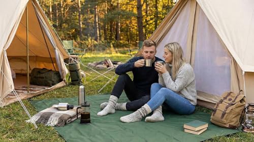 Outdoor Pocket Blanket, 55"x79" Waterproof Foldable Compact Small Pincic Blanket, Ultralight Tarp for Camping, Festival, Beach, Hiking, Backpacking, Travel and More, Stakes Included - color: Army Green, size: 79"*55"