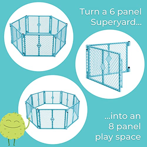 Toddleroo by North States - Superyard 2-Panel Extension: 65.5 Inch Play Yard Extension - Works with Superyard Playpens - Aqua - color: Aqua, size: 65.5 Inch